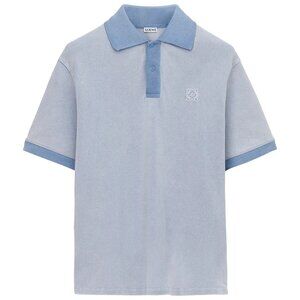 NWT LOEWE $750 Light Blue Cotton Polo Shirt New & Authentic